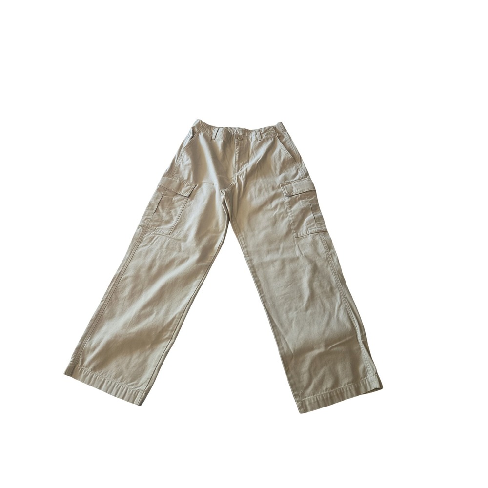 Uniqlo Women Beige Wide Leg Cargo Pants Cotton Twill 221-461643 Size M 28-29in